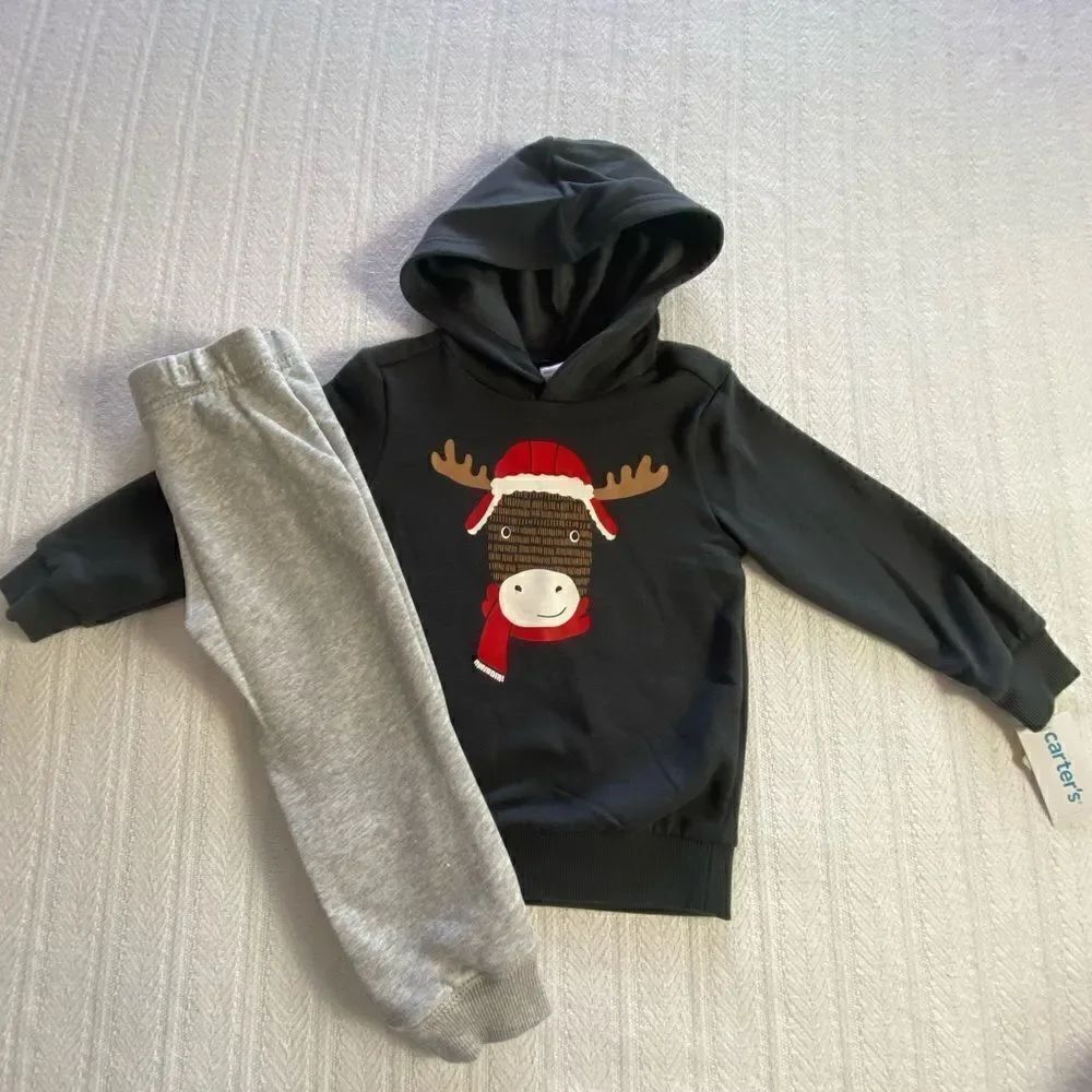 CARTER’S BOYS Moose Fleece Hoodie & Pants Set